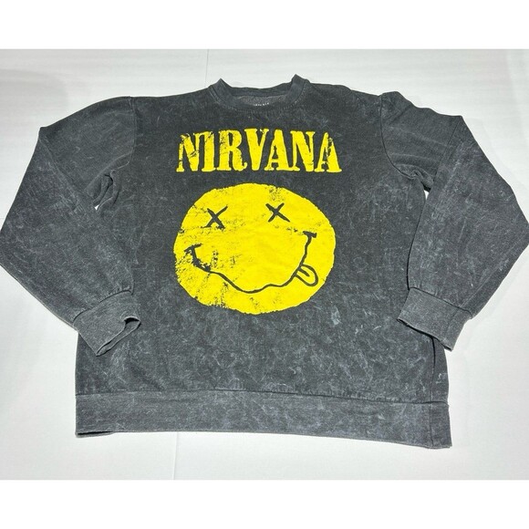 NIRVANA Other - Nirvana Men's Large Gray Smiley Face Graphic Pullover Hoodie